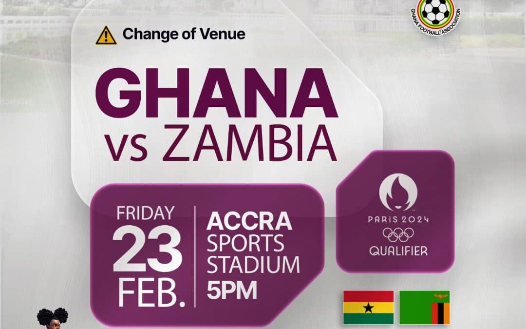 Change of Venue: Ghana vs Zambia Olympic Games Qualifier Moves to Accra Sports Stadium