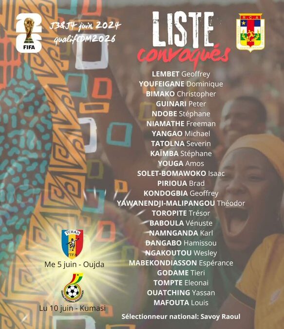 Central African Republic Unveils Squad for 2026 World Cup Qualifier Against Ghana