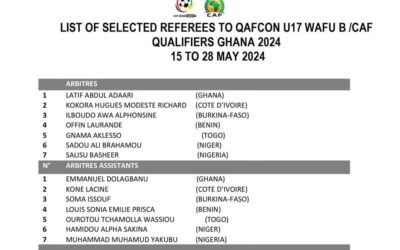 CAF Selects Fourteen Referees and Assistant Referees for WAFU B U-17 Cup of Nations