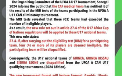 Guinea, Guinea-Bissau, and Sierra Leone, Disqualified from UFOA A U17 Tournament After MRI Tests