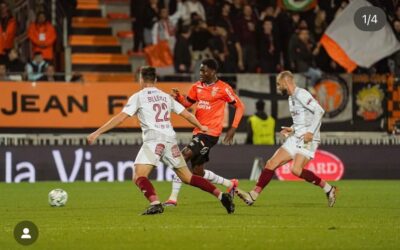 Nathaniel Adjei Celebrates Lorient’s Win Over Annecy in Ligue 2