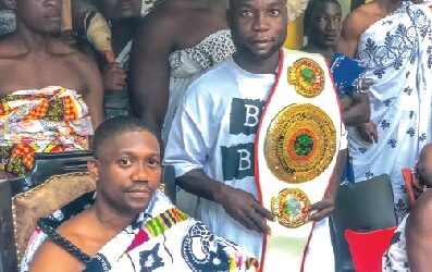 Laryea Presents UBO Africa Title to Okuapehene, Receives Royal Blessing