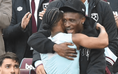 Summerville Celebrates with Kudus After Key Goal in West Ham’s Win Over Manchester United