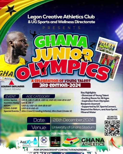 Third Ghana Junior Olympics Set for December 26, 2024, at UG Sports Stadium