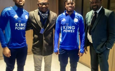 GFA President Kurt Okraku and VP Mark Addo Visit Injured Black Stars Duo at Leicester City