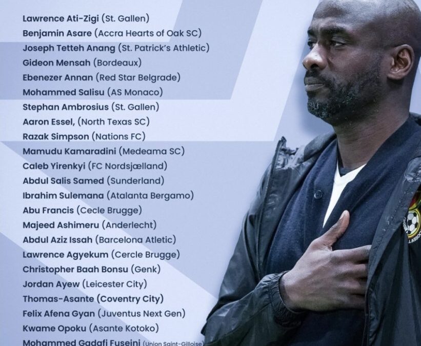 Otto Addo Unveils Bold 23-Man Black Stars Squad for Unity Cup 2025 in London