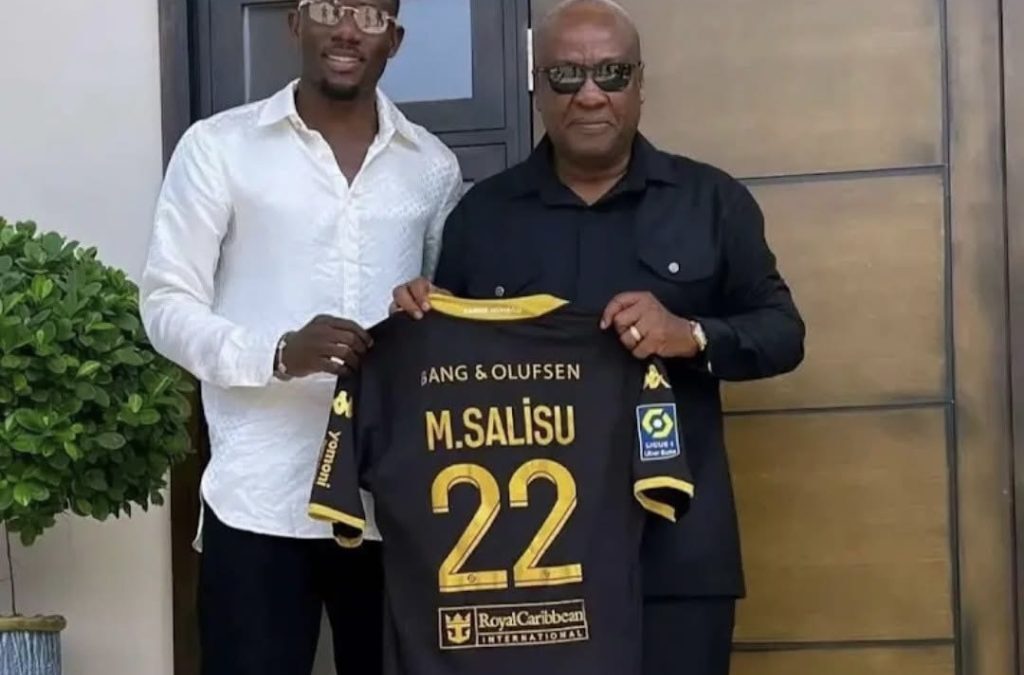 Mohammed Salisu Presents AS Monaco Jersey to Former President Mahama During Courtesy Visit