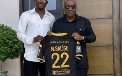 Mohammed Salisu Presents AS Monaco Jersey to Former President Mahama During Courtesy Visit