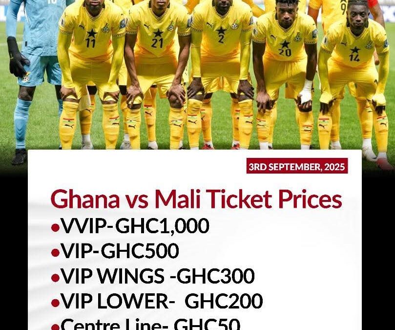 Ticket Prices Announced for Ghana vs Mali World Cup Qualifier