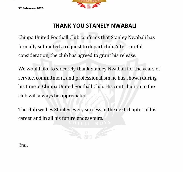 Nwabali Parts Ways with Chippa United, Becomes Free Agent